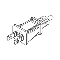 美规(美标)NEMA 1-15P 直式 AC插头2 P/ 2 芯 不接地, 15A 125V