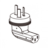 AC转接头, 中国规弯头转IEC 320 C13 连接器, 3转3-Pin, 10A 250V