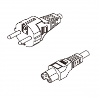 意大利3-Pin 插头转 IEC 320 C5米老鼠 / 梅花尾 AC电源线组- 成型PVC线材(Cord Set) 1.8 米黑色 ( H03VV-F 3G 0.75mm² )
