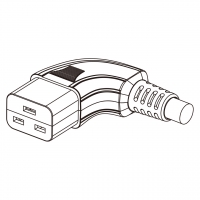 IEC 320 C19 AC电源线连接器 3 芯 右弯16A 250V