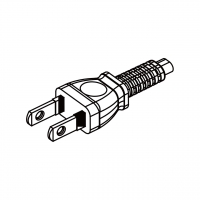 日本2-Pin半绝缘半绝缘插头AC电源线-成型PVC线材1.8 米黑色线材切齐  (60227 IEC 52 2X 0.75mm² )
