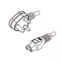 印度3-Pin 插头转 IEC 320 C5米老鼠 / 梅花尾 AC电源线组- 成型PVC线材(Cord Set) 0.8 米黑色 (YY 3G 0.75mm² 圆线 )