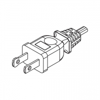 美规(美标)NEMA 1-15P 直式 AC插头2 P/ 2 芯 不接地, 15A 125V