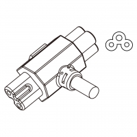 T Shape IEC320 C7母座 + Sheet A 插头AC电源线连接器 3 芯 10A 125/250V