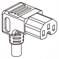 美规 (美标)IEC 320 C15 AC电源线连接器 3 芯 弯式 7A 10A 125V, 10A 250V