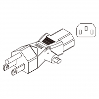 T Shape IEC 320 C13母座+ NEMA 5-15P插头AC电源线连接器 3 芯10A,13A 125/250V