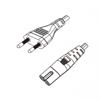 巴西2-Pin插头转 IEC 320 C7 八字尾 AC电源线组-PVC线材 (Cord Set) 1 米黑色 (H03VVH2-F 2X0.75mm² )