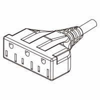 美规 (美标)扇形三位排插 3 芯 (NEMA 5-15R), 耐热.10A/13A/15A 125V