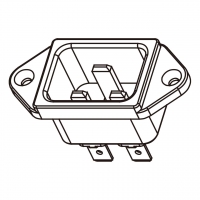 IEC 320 (C20)服务器 / PDU电源, AC 3-Pin公插座(Inlet),附螺丝孔, 16A 250V