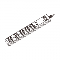 日本排插/插线板/ 拖线板/接线板 2 脚5 插位USB 充电 2 插位5V 1A (突波保护)