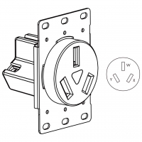 美规 (美标)Flush Mount 插座 NEMA 10-50R, 2 P 3芯接地 50A 125V/250V