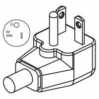 美规(美标)NEMA 5-20P 弯式 AC插头2 P/ 3 芯接地 20A 125V