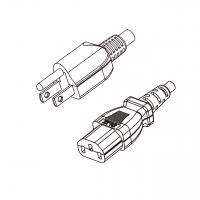美规 (美标)3-Pin NEMA 5-15P插头转 IEC 320 C13品字尾 AC电源线组-HF超声波成型-无卤线材 (Cord Set ) 1.8 米黑色 (SVE 18/3C/60C )