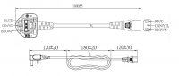 英规 (英标)3-Pin 插头转 IEC 320 C13品字尾 AC电源线组- 成型PVC线材(Cord Set) 1.8 米黑色 ( HVV-F 3G 0.75mm² )