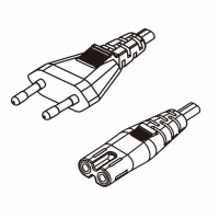 韩国2-Pin 插头转 IEC 320 C7 八字尾 AC电源线组- 成型PVC线材(Cord Set) 0.8 米黑色 ( H03VVH2-F 2X 0.75mm² )