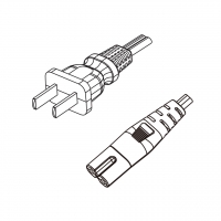 中国2-Pin插头转 IEC 320 C7 八字尾 AC电源线组-PVC线材 (Cord Set) 1.8 米黑色 60227 IEC 53 (RVV300/500) 2X0.75mm²