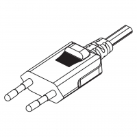 欧洲2-Pin 直式 AC插头, 2.5A 250V