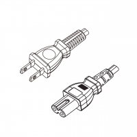 台湾2-Pin插头转 IEC 320 C7 八字尾 AC电源线组-PVC线材 (Cord Set) 1.8 米黑色 (VCTFK 2X0.75mm² )