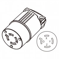 美规工业锁固连接器	(NEMA L14-20R) 4芯直式, 3 P, 4芯接地, 20A, 3 Phase  250V