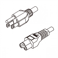 美规 (美标)3-Pin NEMA 5-15P 插头转 IEC 320 C5米老鼠 / 梅花尾 AC电源线组- 成型PVC线材(Cord Set) 0.8 米黑色 (SVT 18/3C/60C )