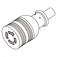 美规 (美标)AC电源线防松脱连接器 (L15-20R) 3 P 4 芯  接地, 20A/ 3Ø250V