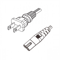美规 (美标)2-Pin插头转 IEC 320 C7 八字尾 AC电源线组-PVC线材 (Cord Set) 1.8 米黑色 (NISPT-2 18/2C/1C )