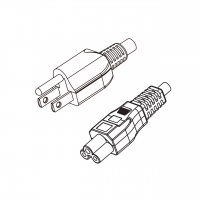 台湾3-Pin插头转 IEC 320 C5米老鼠 / 梅花尾 AC电源线组-HF超声波成型-无卤线材 (Cord Set ) 1.8 米黑色 (H03Z1Z1-F 3X0.75mm² )