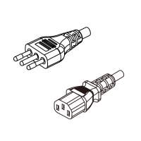 意大利3-Pin 插头转 IEC 320 C13品字尾 AC电源线组- 成型PVC线材(Cord Set) 0.8 米黑色 ( HVV-F 3G 0.75mm² )