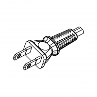 日本2-Pin半绝缘插头AC电源线-成型PVC线材1.8 米黑色线材切齐  (60227 IEC 52 2X 0.75mm² )