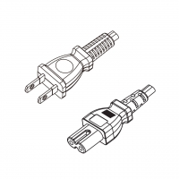 日本2-Pin插头转 IEC 320 C7 八字尾 AC电源线组-HF超声波成型-无卤线材 (Cord Set ) 1.8 米黑色 (EM-ECTFK 2X0.75mm² )