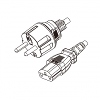 欧规 (欧标)3-Pin插头转 IEC 320 C13品字尾 AC电源线组-PVC线材 (Cord Set) 1.8 米黑色 (HVV-F 3G 0.75mm² )