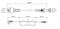 欧规 (欧标)3-Pin 弯头插头转 IEC 320 C5米老鼠 / 梅花尾 AC电源线组- 成型PVC线材(Cord Set) 1.8 米黑色 ( HVV-F 3G 0.75mm² )