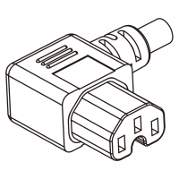 欧规 (欧标)IEC 320 C15 AC电源线连接器 3 芯 左弯10A 250V