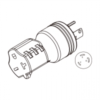 AC转接头, NEMA L6-30P Twist Locking转NEMA 6-20R, 2 P 3芯接地, 3转3-Pin, 30A转15A/20A 250V