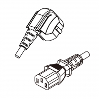 韩国3-Pin 插头转 IEC 320 C13品字尾 AC电源线组- 成型PVC线材(Cord Set) 1.8 米黑色 ( HVV-F 3G 0.75mm² )