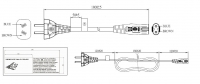 阿根廷 2-Pin 插头转 IEC 320 C7 八字尾 AC电源线组- 成型PVC线材(Cord Set) 1.8 米黑色 ( H03VVH2-F 2X 0.75mm² )