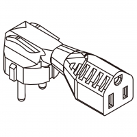 AC转接头, 欧规 (欧标)插头转美国NEMA 5-15R连接器, 3转3-Pin 10A 250V