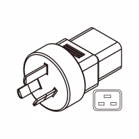 AC转接头, 澳洲规转IEC 320 C19 连接器, 3转3-Pin, 15A 250V