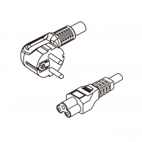 欧规 (欧标)3-Pin 弯头插头转 IEC 320 C5米老鼠 / 梅花尾 AC电源线组- 成型PVC线材(Cord Set) 0.5 米黑色 ( HVV-F 3G 0.75mm² )