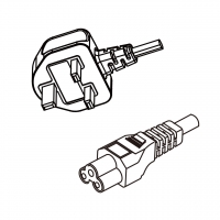 新加坡3-Pin 插头转 IEC 320 C5米老鼠 / 梅花尾 AC电源线组- 成型PVC线材(Cord Set) 1.8 米黑色 ( HVV-F 3G 0.75mm² )