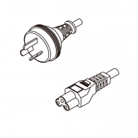 澳规3-Pin 插头转 IEC 320 C5米老鼠 / 梅花尾 AC电源线组- 成型PVC线材(Cord Set) 1 米黑色 ( HVV-F 3G 0.75mm² )