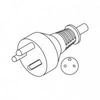 丹麦3-Pin 直式 AC插头, 10~16A 250V