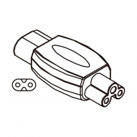 AC转接头, IEC 320 Sheet C 插头连接器转IEC 320 C5 连接器, (适用笔电), 2转3-Pin,