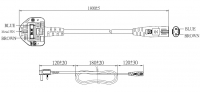 英规 (英标)3-Pin 插头转 IEC 320 C7 八字尾 AC电源线组- 成型PVC线材(Cord Set) 1.8 米黑色 ( H03VVH2-F 2X 0.75mm² )