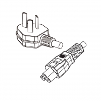 中国3-Pin弯头插头转 IEC 320 C5米老鼠 / 梅花尾 AC电源线组-PVC线材 (Cord Set) 1 米黑色 60227 I3(RVV) 3C*0.75mm², (圆线) )