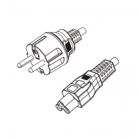 韩国3-Pin插头转 IEC 320 C5米老鼠 / 梅花尾 AC电源线组-PVC线材 (Cord Set) 1.8 米黑色 (K60227 IEC 52 3X0.75mm² )