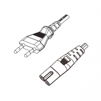 以色列2-Pin插头转 IEC 320 C7 八字尾 AC电源线组-HF超声波成型-无卤线材 (Cord Set ) 1.8 米黑色 (HZ1Z1H2-F 2X0.75mm² )