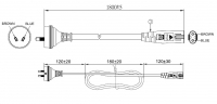 澳规2-Pin 插头转 IEC 320 C7 八字尾 AC电源线组- 成型PVC线材(Cord Set) 1.8 米黑色 ( H03VVH2-F 2X 0.75mm² )