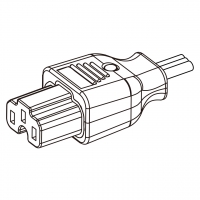 IEC 320 C15 AC电源线连接器 3 芯直式 10A 250V