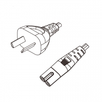 阿根廷2-Pin插头转 IEC 320 C7 八字尾 AC电源线组-HF超声波成型-无卤线材 (Cord Set ) 1.8 米黑色 (H03Z1Z1H2-F 2X0.75mm² )